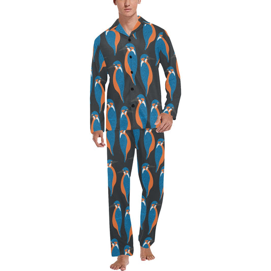 Kingfisher Pattern Print Design 03 Men's Long Pajama Set