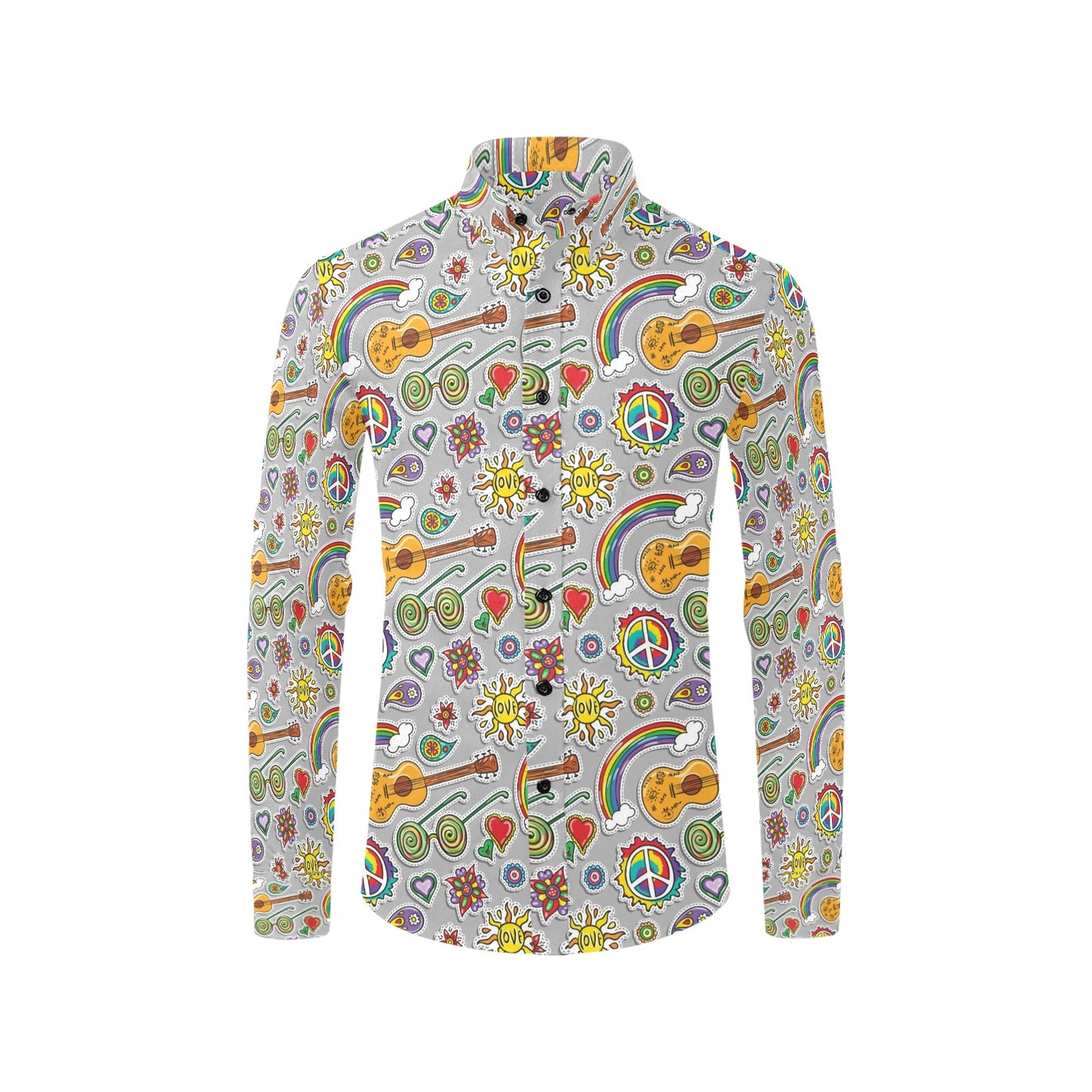 Hippie Print Design LKS306 Men's Long Sleeve Dress Shirt