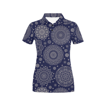 Mandala Pattern Print Design 02 Women's Polo Shirt
