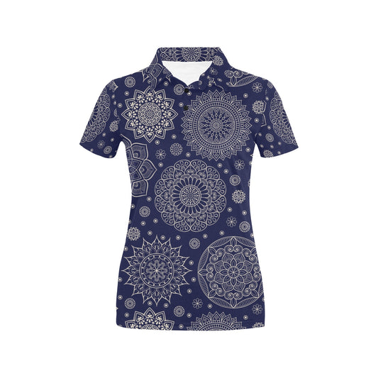 Mandala Pattern Print Design 02 Women's Polo Shirt