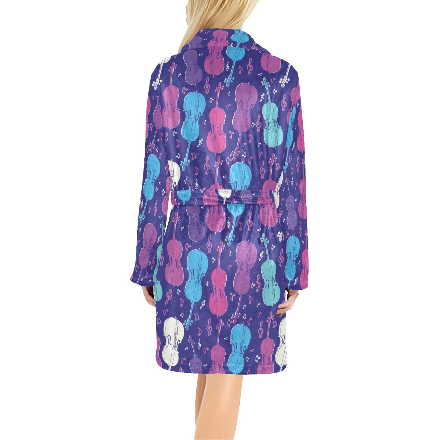 Cello Pattern Print Design 01 Women's Fleece Robe
