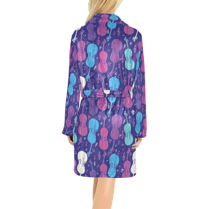 Cello Pattern Print Design 01 Women's Fleece Robe