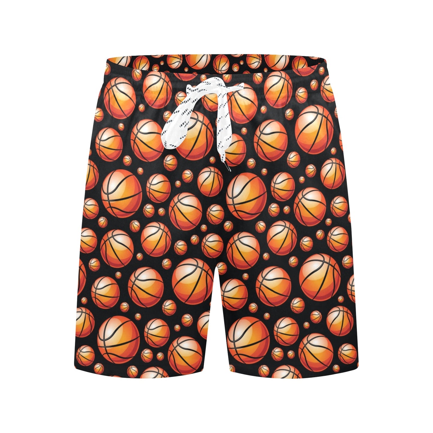 Basketball Black Background Pattern Men's Swim Trunks Beach Shorts