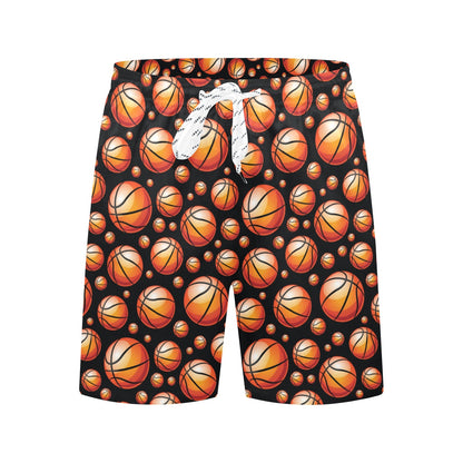 Basketball Black Background Pattern Men's Swim Trunks Beach Shorts