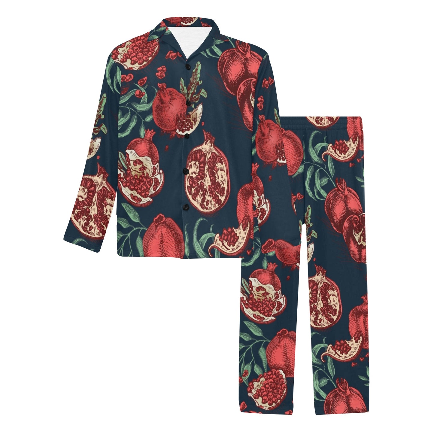 Pomegranate Pattern Print Design PG04 Men's Long Pajama Set