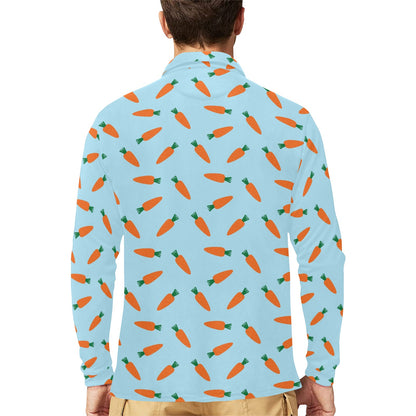 Carrot Pattern Print Design 03 Long Sleeve Polo Shirt For Men's