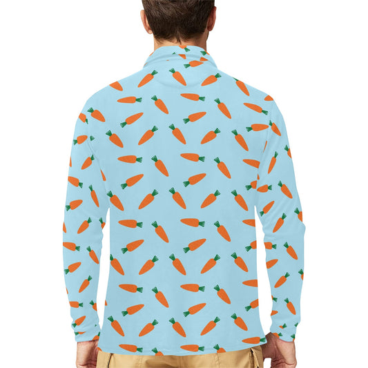 Carrot Pattern Print Design 03 Long Sleeve Polo Shirt For Men's