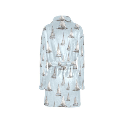 Sailing Ships Pattern Print Design A01 Women's Fleece Robe
