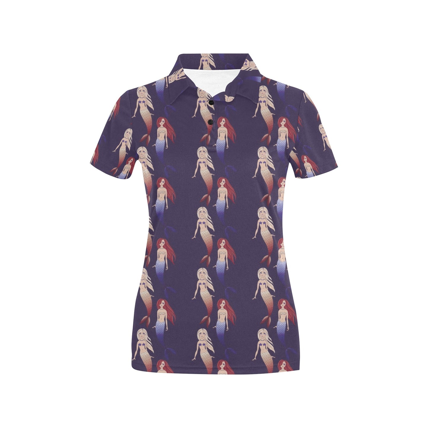 Mermaid Pattern Print Design 02 Women's Polo Shirt