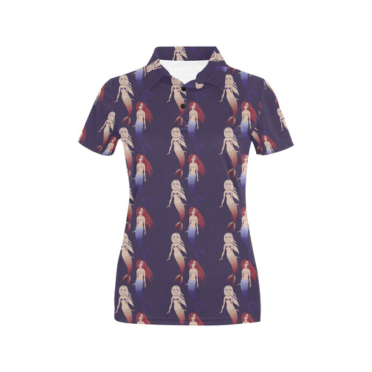 Mermaid Pattern Print Design 02 Women's Polo Shirt