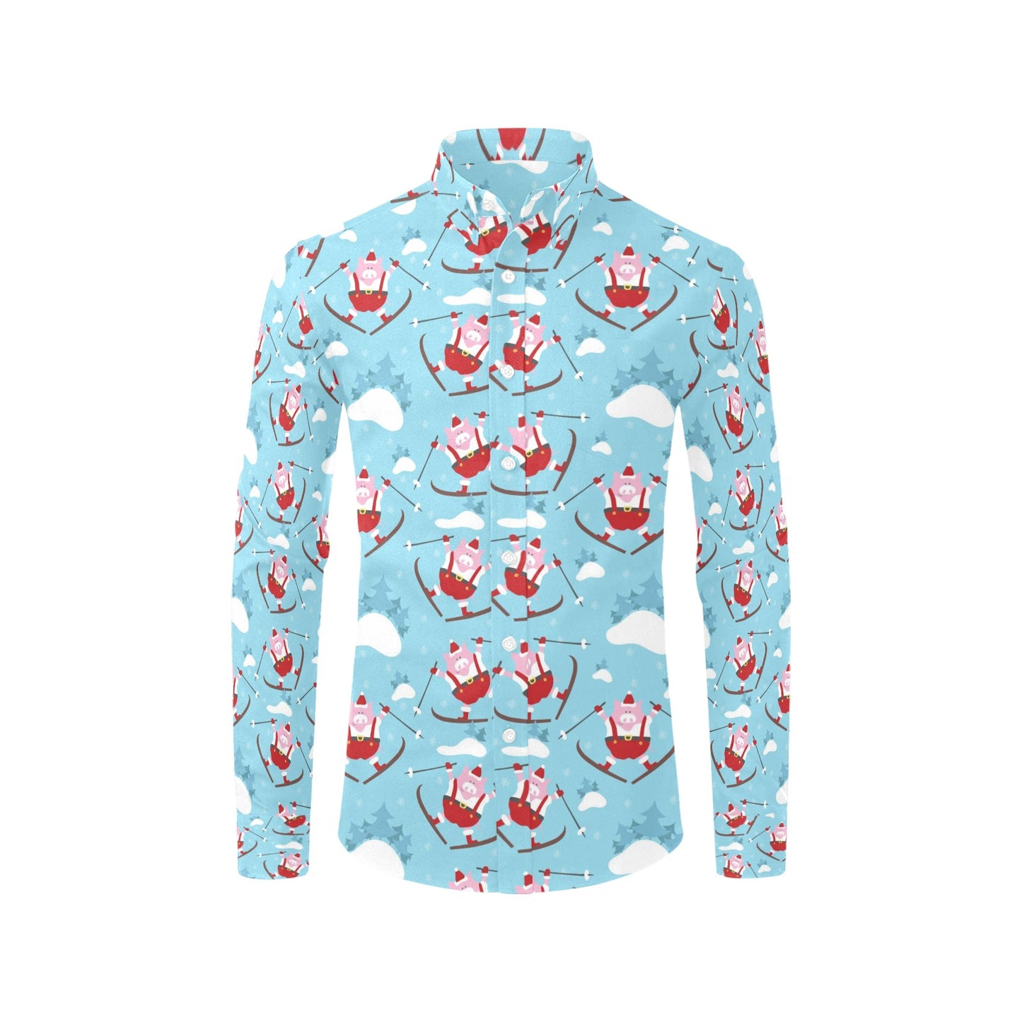 Ski Print Design LKS309 Men's Long Sleeve Dress Shirt