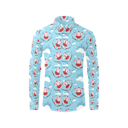 Ski Print Design LKS309 Men's Long Sleeve Dress Shirt