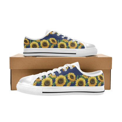 Sunflower Print Design LKS307 Women's White Low Top Shoes