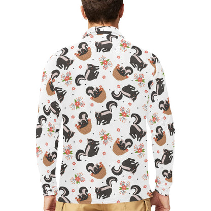 Skunk Print Design LKS304 Long Sleeve Polo Shirt For Men's