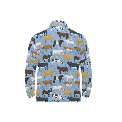 Cattle Pattern Print Design 02 Long Sleeve Polo Shirt For Men's
