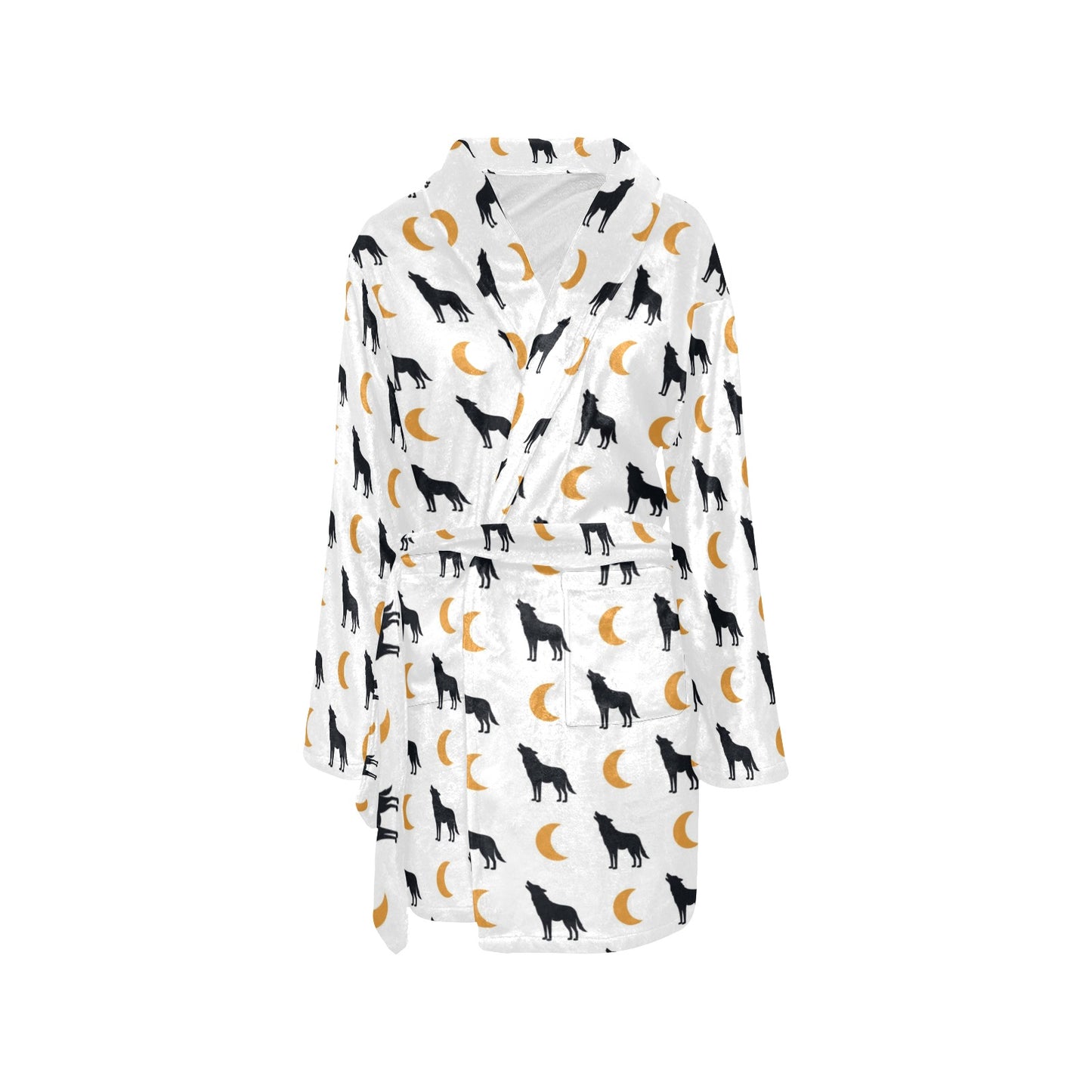 Wolf Moon Print Design LKS302 Women's Fleece Robe