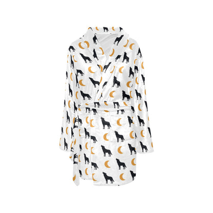 Wolf Moon Print Design LKS302 Women's Fleece Robe