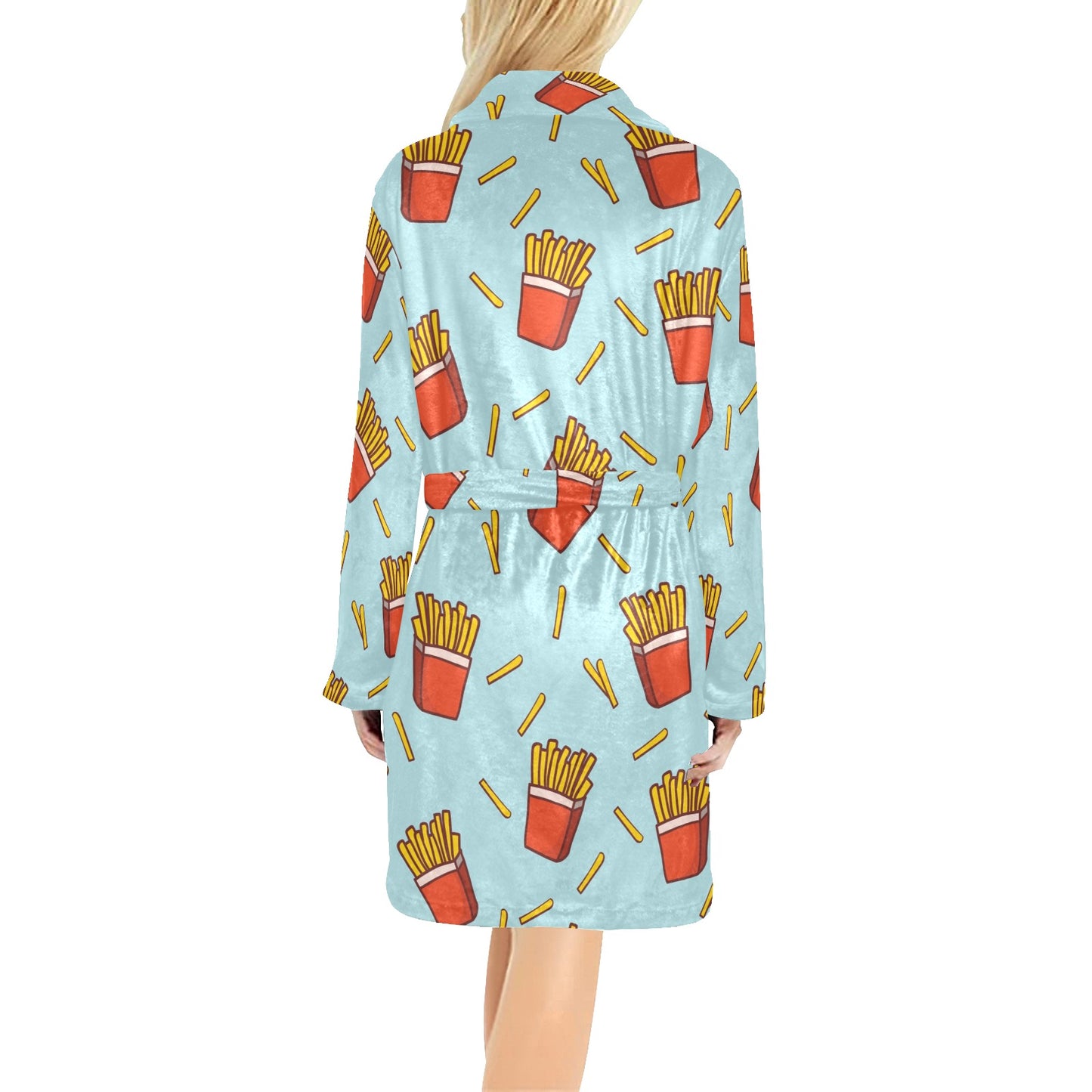 French Fried Pattern Print Design 02 Women's Fleece Robe