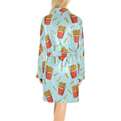 French Fried Pattern Print Design 02 Women's Fleece Robe