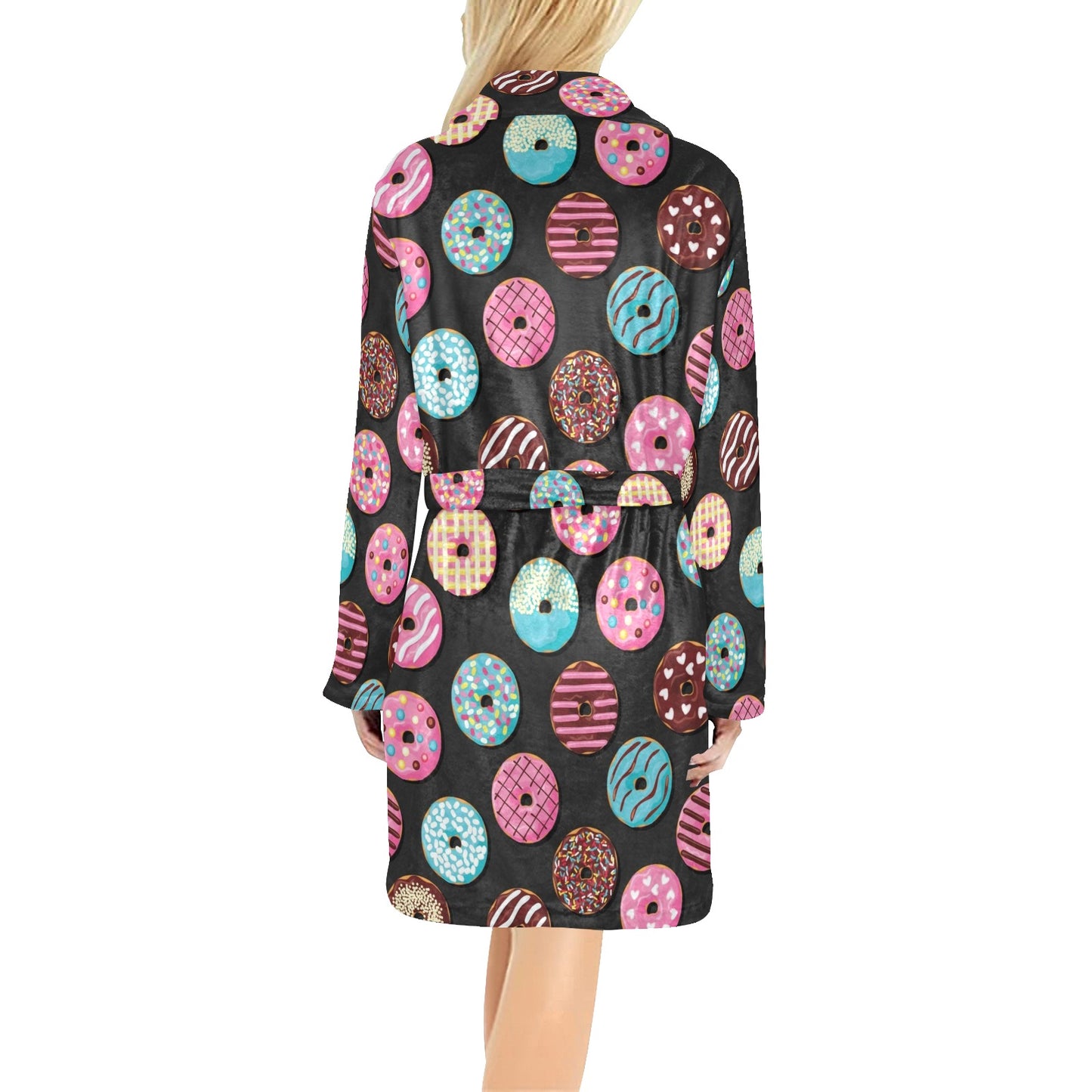 Donut Pattern Print Design DN02 Women's Fleece Robe