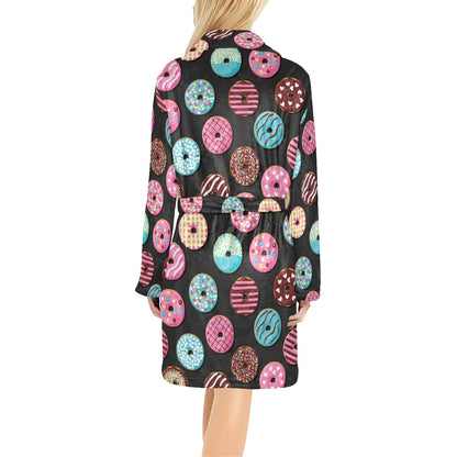 Donut Pattern Print Design DN02 Women's Fleece Robe