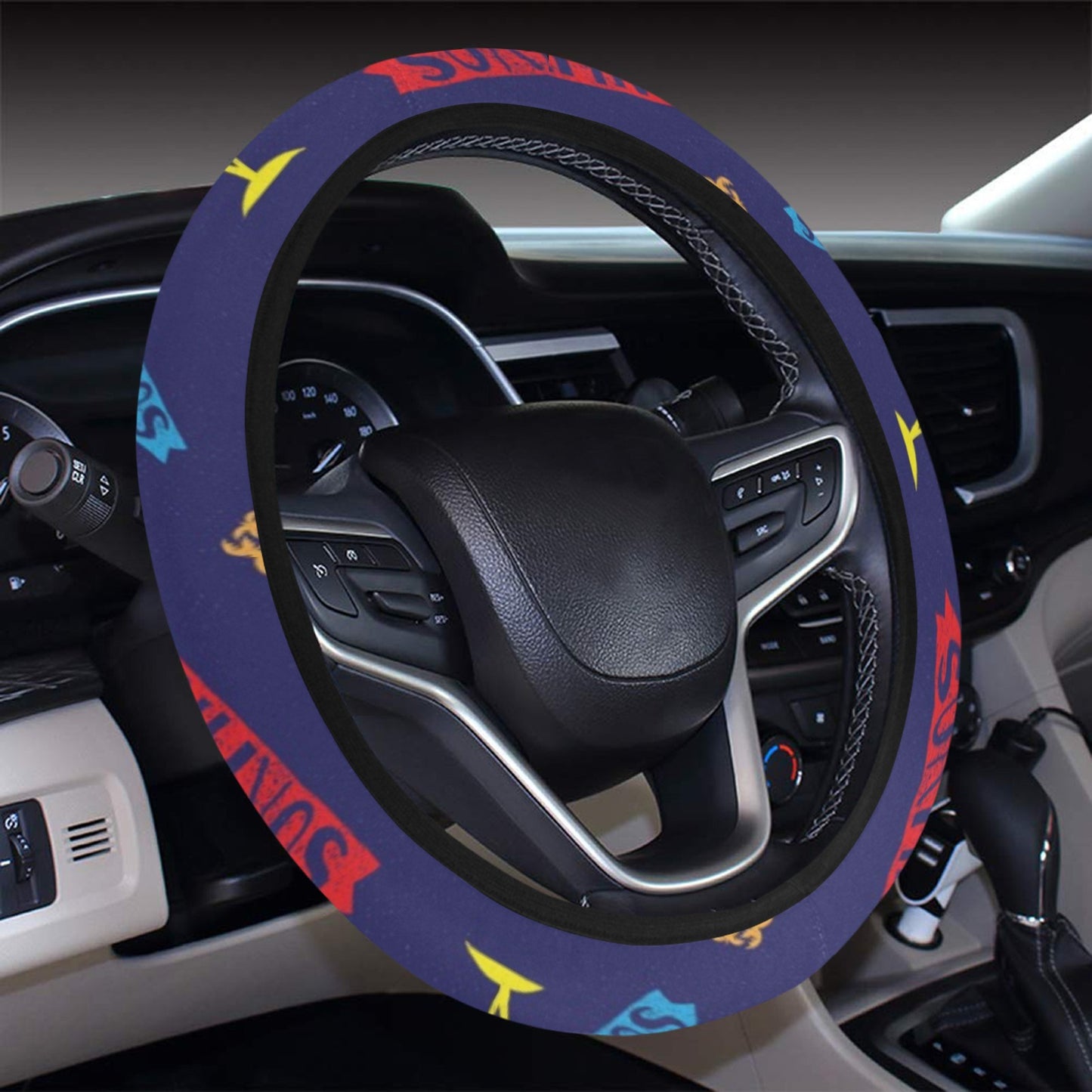 Surfboard Print Design LKS305 Steering Wheel Cover with Elastic Edge