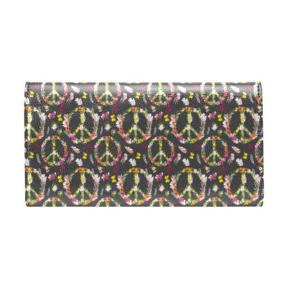 Peace Sign flowers Design Print Women's Trifold Wallet