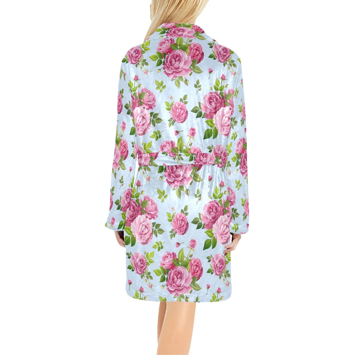 Rose Pink Pattern Print Design RO08 Women's Fleece Robe