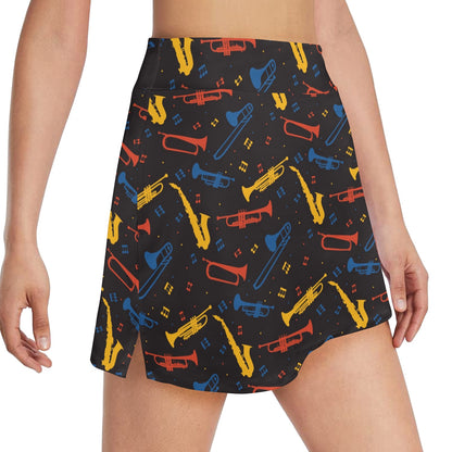 Saxophone Print Design LKS407 17" Golf & Pickleball Skort with Pockets