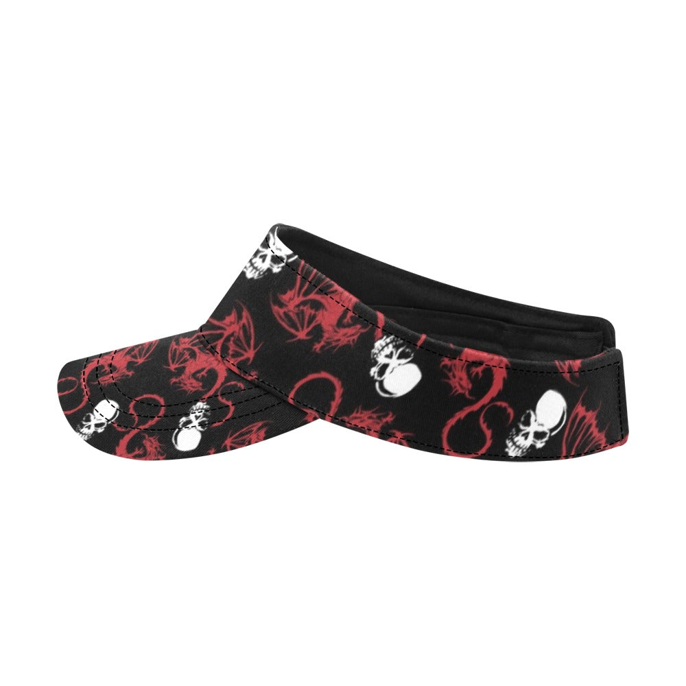 Skull With Red Dragon Print Design LKS304 Unisex Sun Visor