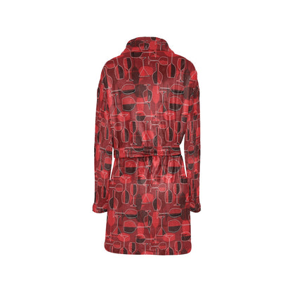 Wine Glass Print Design LKS301 Women's Fleece Robe