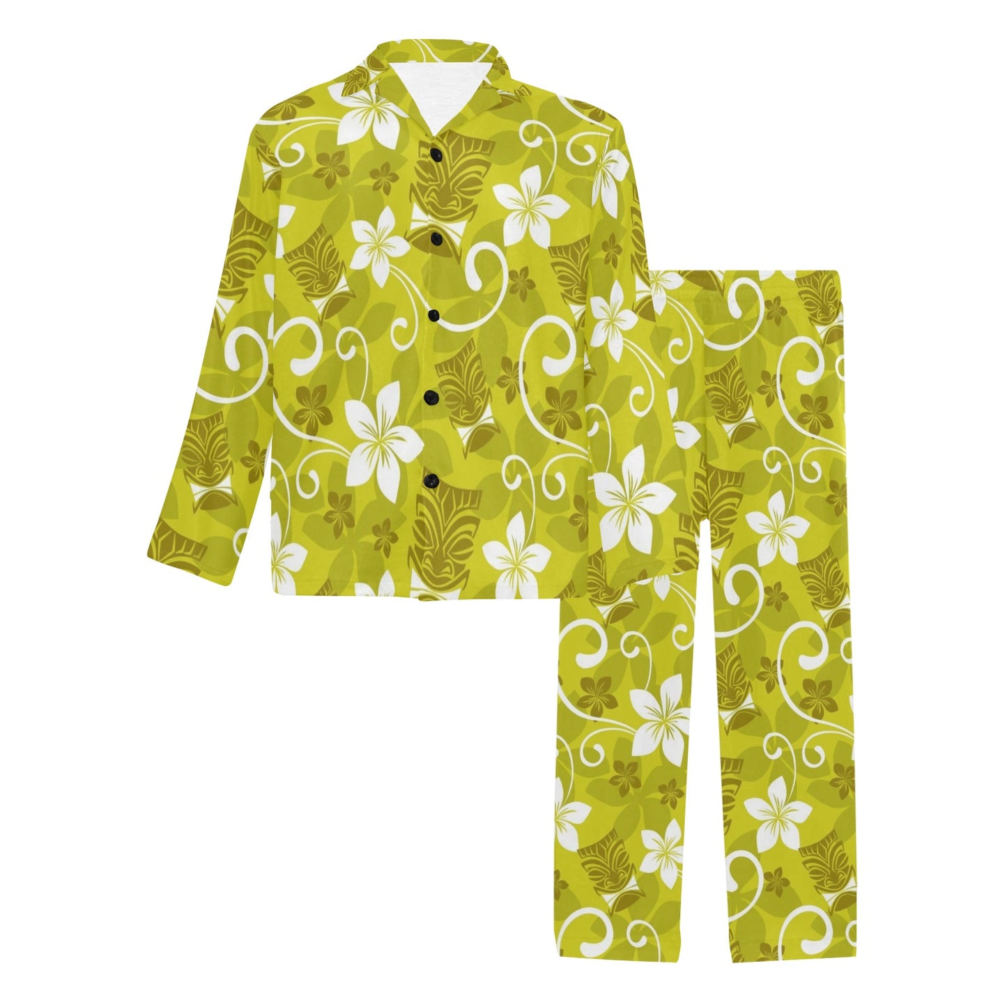 Hawaiian Themed Pattern Print Design H019 Men's Long Pajama Set