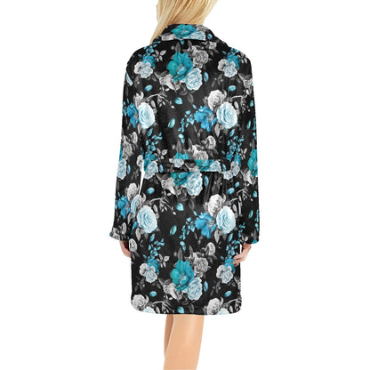 Rose Pattern Print Design A02 Women's Fleece Robe