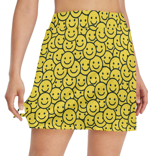 Smiley Face Emoji Print Design LKS302 17" Golf & Pickleball Skort with Pockets