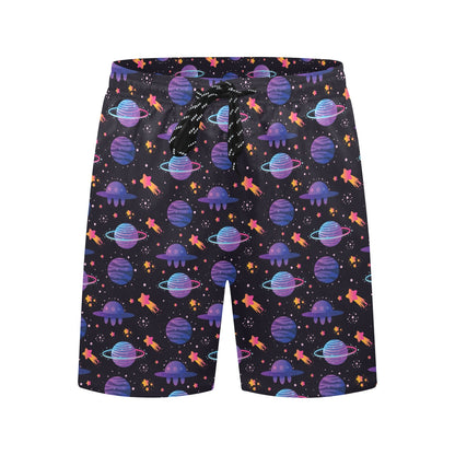 UFO Star Galaxy Print Design LKS308 Men's Swim Trunks Beach Shorts