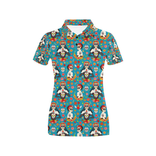 Day of the Dead Old School Girl Design Women's Polo Shirt