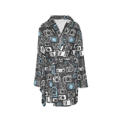Camera Pattern Print Design 04 Women's Fleece Robe