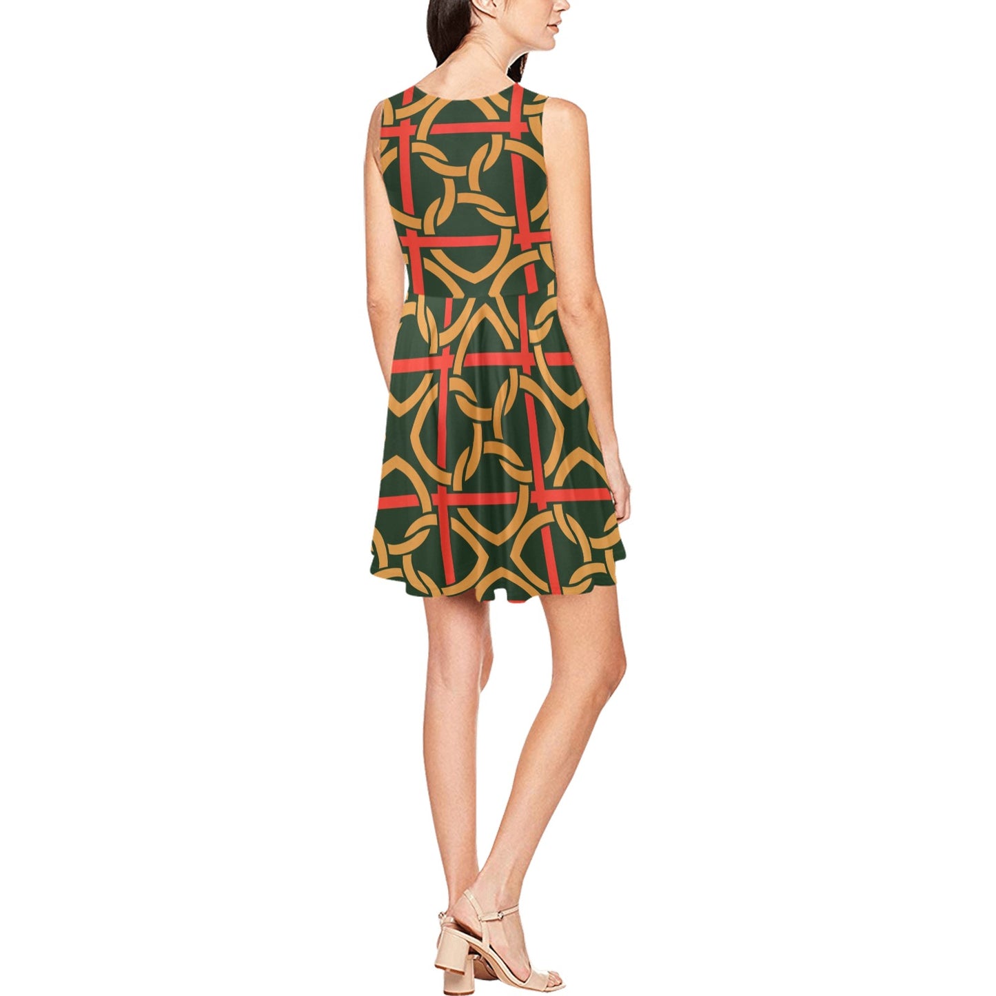 Irish Pattern Print Design 01 Sleeveless Dress
