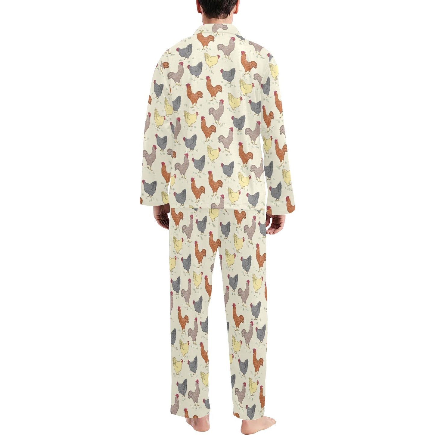 Chicken Pattern Print Design 05 Men's Long Pajama Set