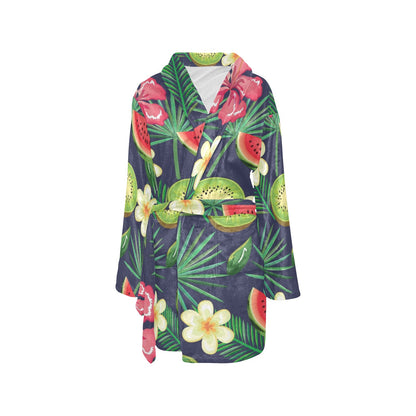 Tropical Fruits Pattern Print Design TF05 Women's Fleece Robe