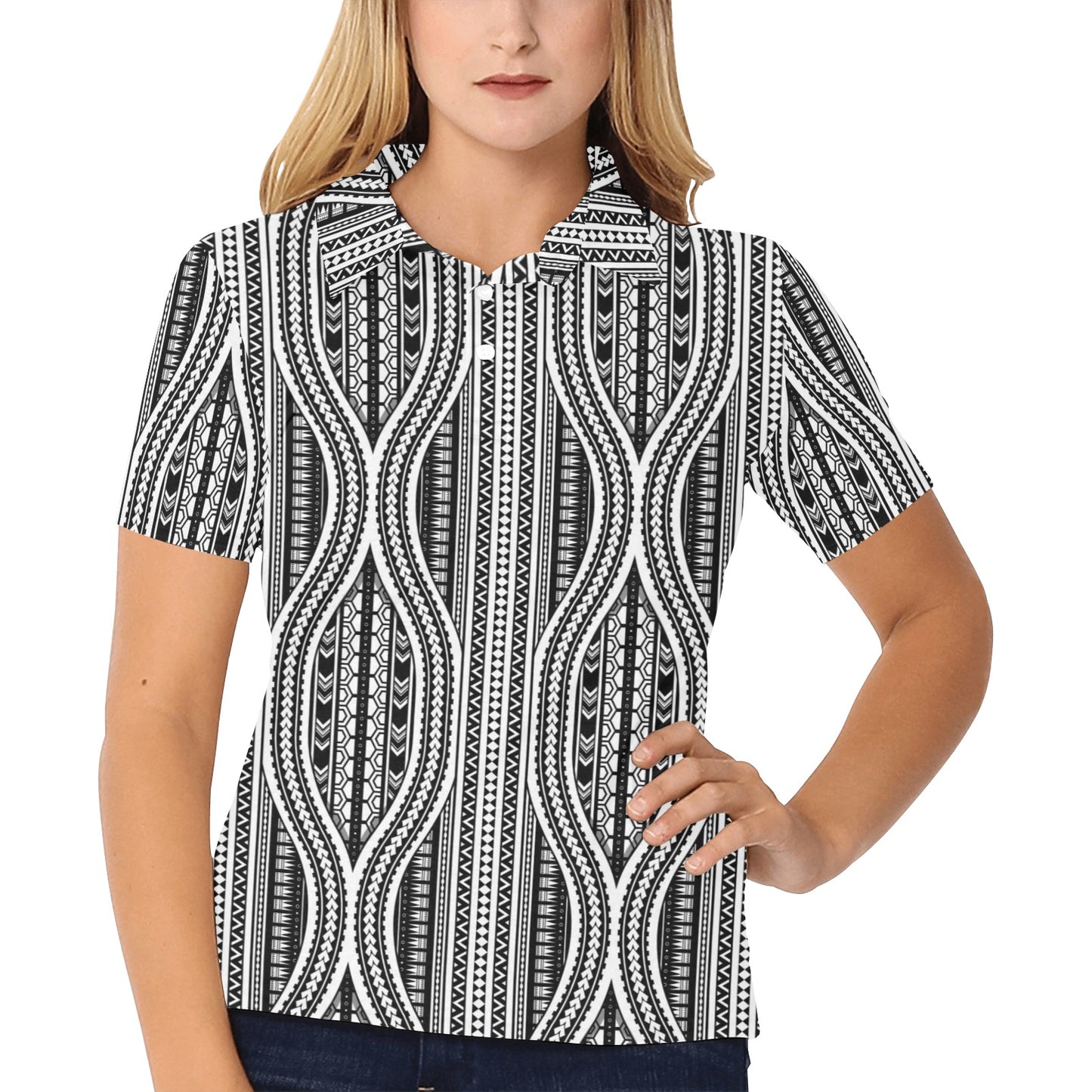 Polynesian Tribal Style Women's Polo Shirt
