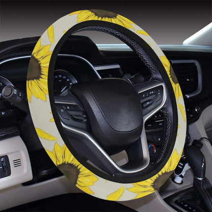 Sunflower Print Design LKS309 Steering Wheel Cover with Elastic Edge