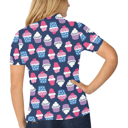 Cupcake Pattern Print Design CP04 Women's Polo Shirt