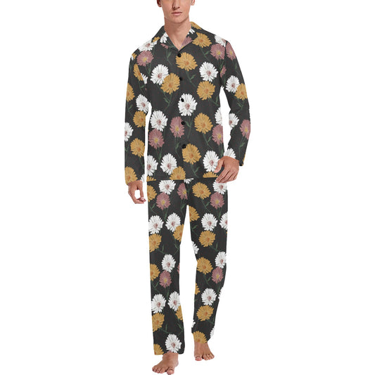 Daisy Pattern Print Design DS04 Men's Long Pajama Set