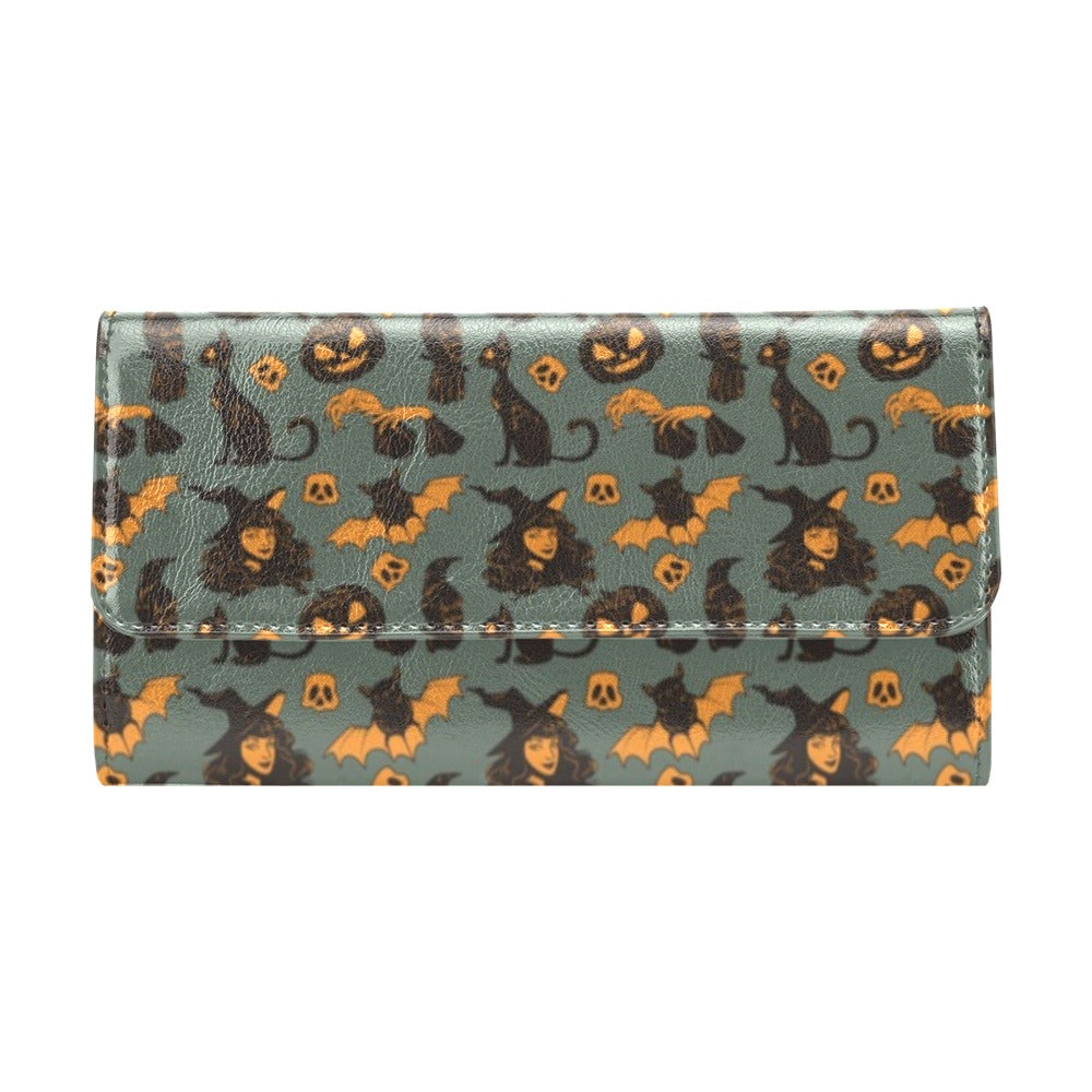 Witch Bat Halloween Print Design LKS305 Women's Trifold Wallet