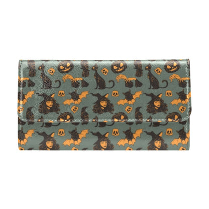 Witch Bat Halloween Print Design LKS305 Women's Trifold Wallet