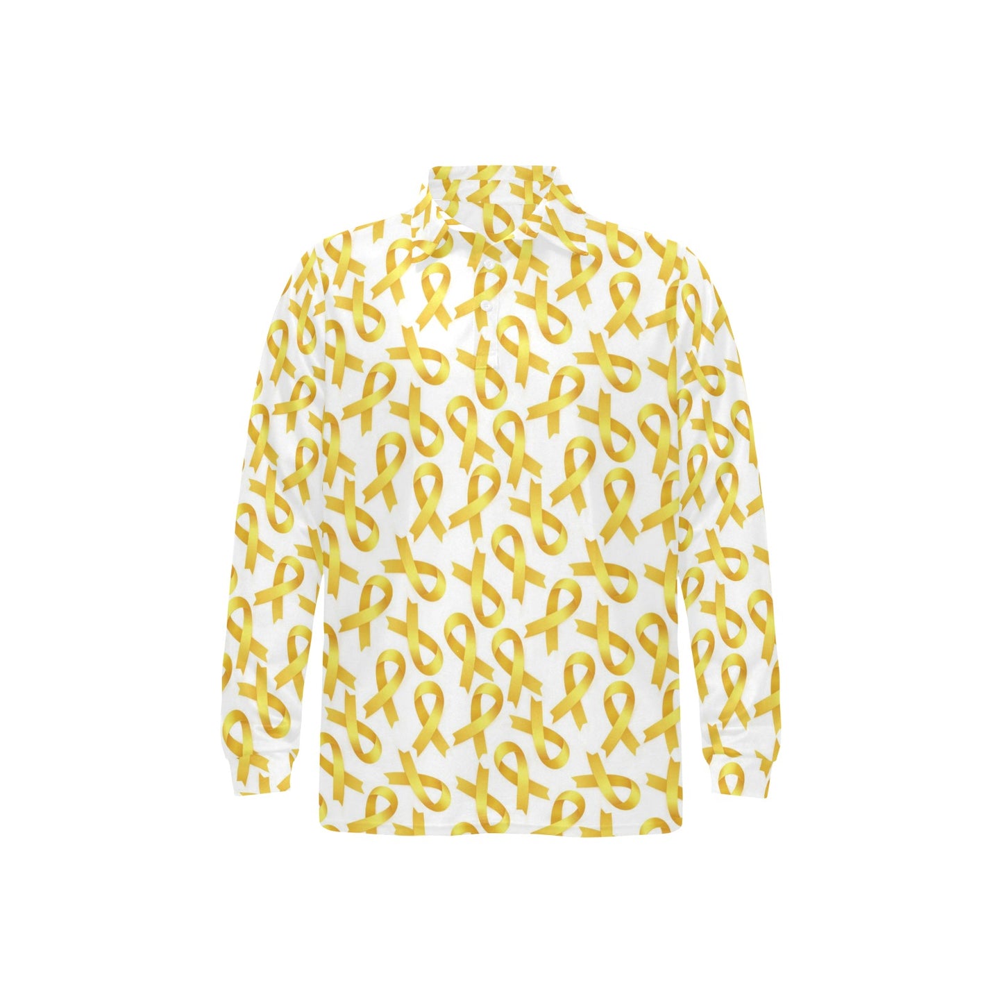 Childhood cancer Pattern Print Design 02 Long Sleeve Polo Shirt For Men's
