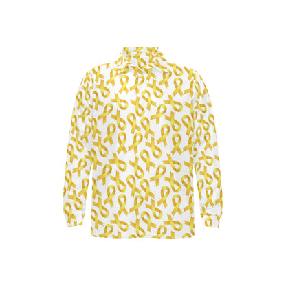 Childhood cancer Pattern Print Design 02 Long Sleeve Polo Shirt For Men's