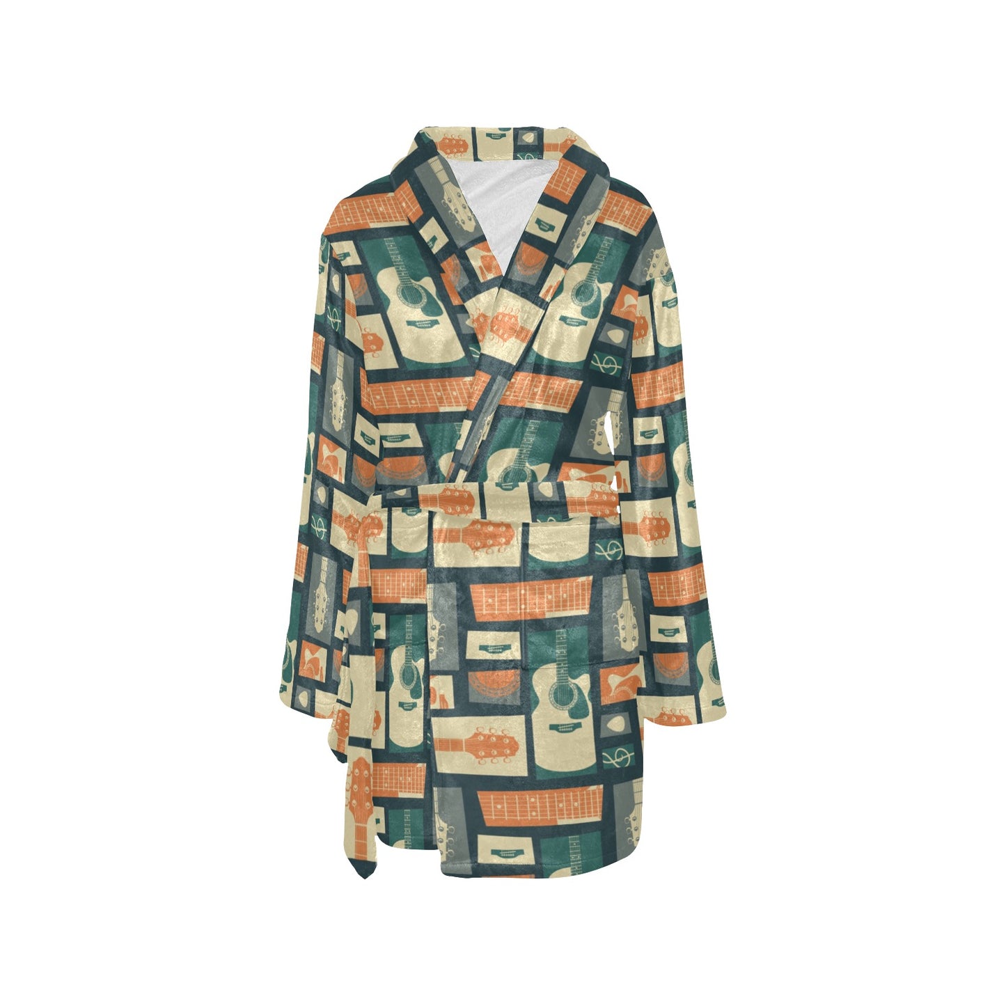 Acoustic Guitar Pattern Print Design 02 Women's Fleece Robe
