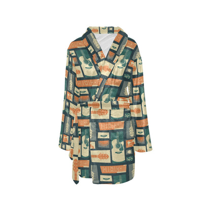 Acoustic Guitar Pattern Print Design 02 Women's Fleece Robe